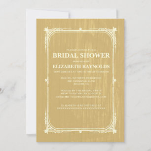 Gold Western Grange Bois Bridal Douche Invitations