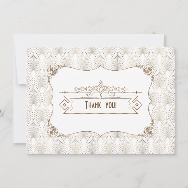 Gold White Art Déco Great Gatsby Merci des années  (Devant)