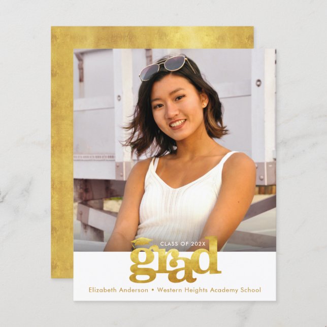 Gold White Budget Photo Graduation Bold Casquette  (Devant / Derrière)