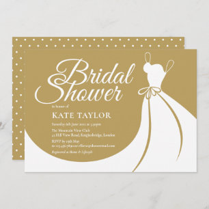 Gold White Elegant Gown Bridal Douche Invitation