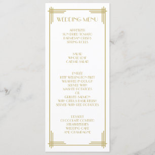 Gold White Great Gatsby Art Deco Menu Mariage