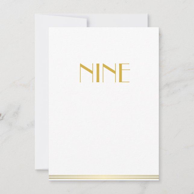 Gold White Great Gatsby Mariage Cartes de table Ne (Devant)