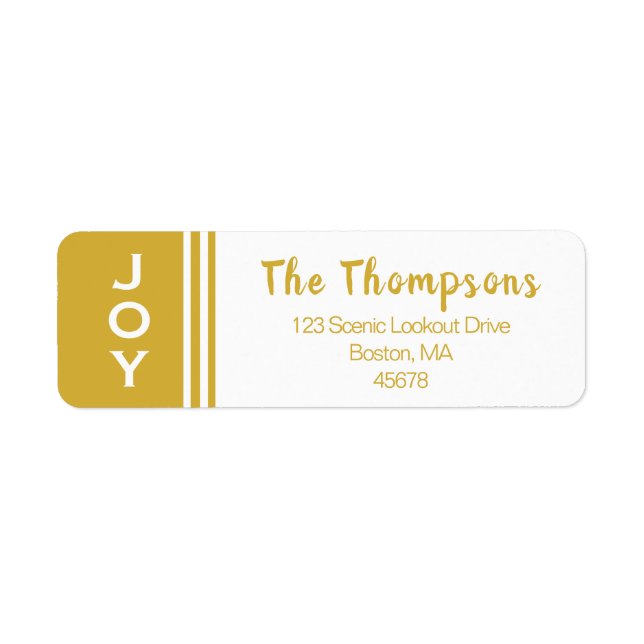 Gold White JOY | Étiquette d'adresse de retour (Devant)
