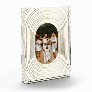Gold White Photo Family Bloc de Noël