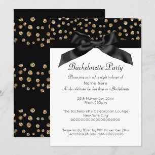 GOLD WHTE LEOPARD DIAMOND BACHELORETTE INVITATION
