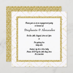 GOLD WHTE SPARKLE FRONTIÈRE ÉLÉGANTE INVITATION