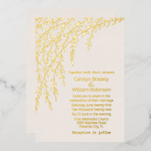 Gold Willows Ivory Mariage Foil Invitation