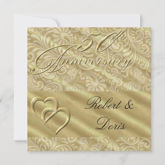 Golden 50e anniversaire Mariage Invitation Or (Devant)