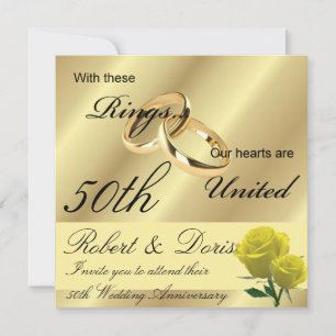 Golden 50e anniversaire Mariage Invitation Or