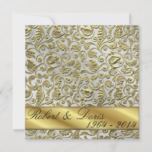 Golden 50e anniversaire Mariage Invitation Or