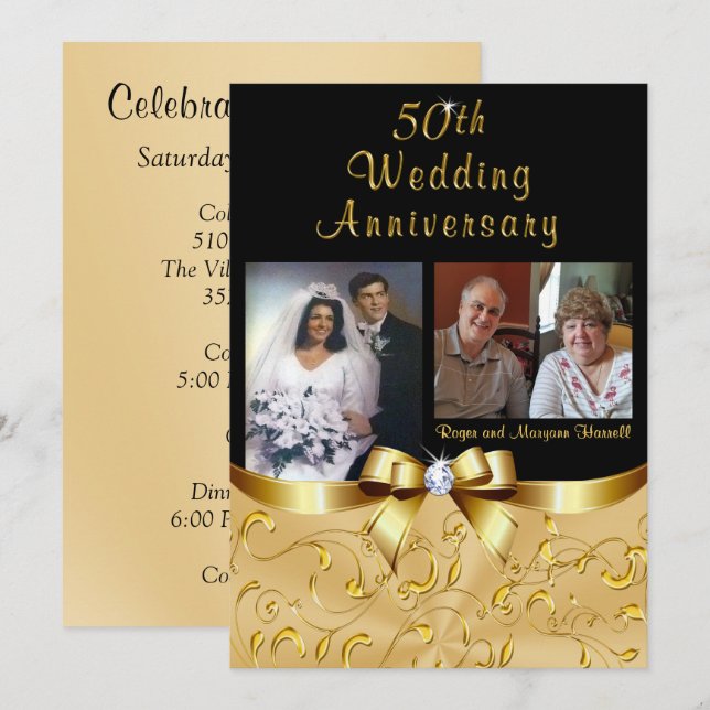 Golden 50th Anniversary Invitations pour Maryann (Devant / Derrière)