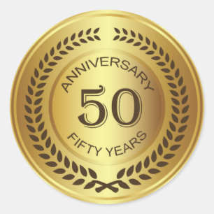 Golden 50th Anniversary with laurel wreath Sticker