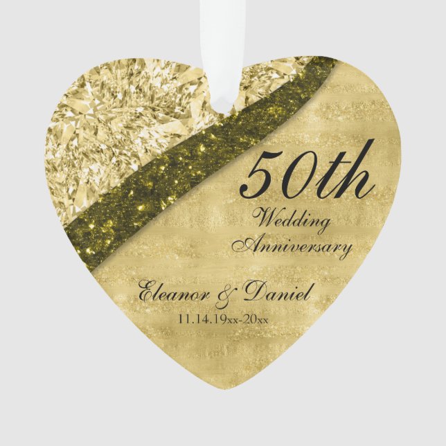 Golden 50th Mariage Anniversary Keepsar Ornament (devant)