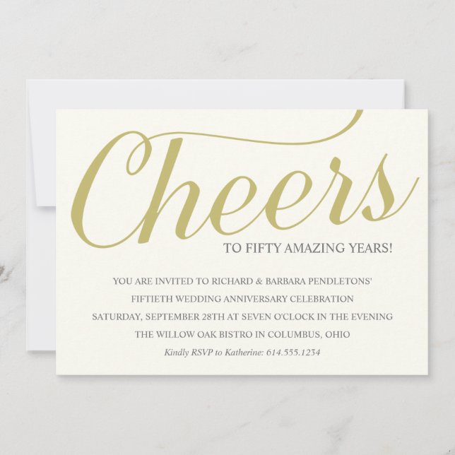 Golden 50th Mariage Anniversary Party Invitation (Devant)