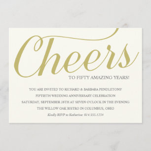 Golden 50th Mariage Anniversary Party Invitation