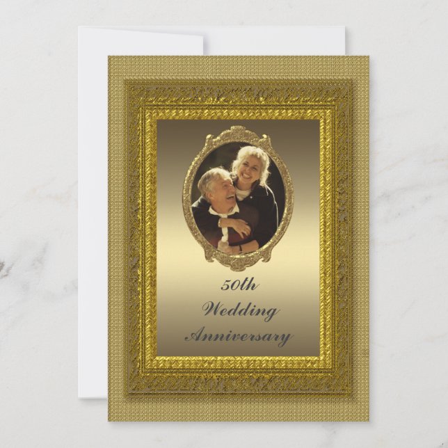 Golden 50th Mariage Anniversary Party Invitation (Devant)
