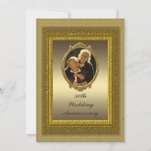 Golden 50th Mariage Anniversary Party Invitation