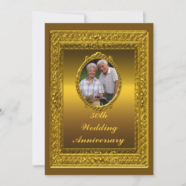 Golden 50th Mariage Anniversary Party Invitation