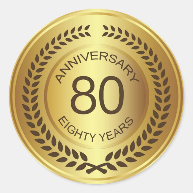 Golden 80th Anniversary with laurel wreath Sticker (Devant)