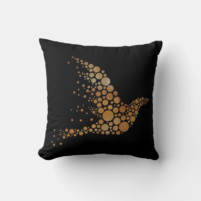 Golden Abstact Bird Coussin 2 (Recto)