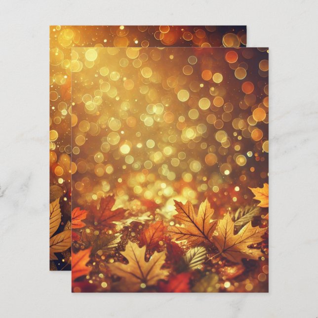 Golden Autumum Feuilles Bokeh papier de la bibliot (Devant / Derrière)