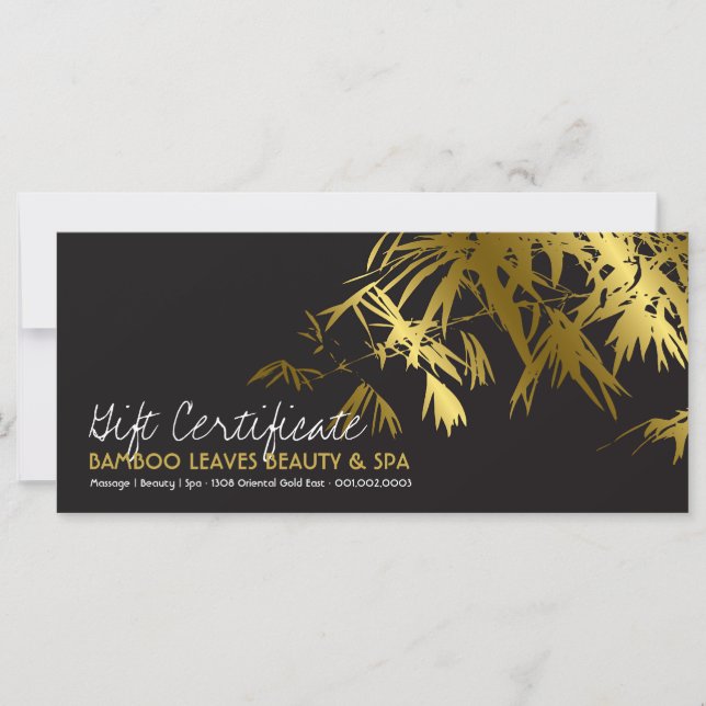 Golden Bamboo Feuille Zen Spa certificat cadeau  (Devant)