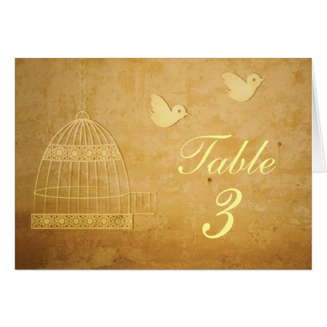 Golden Birdcage Wedding Table Number Card (Devant Horizontal)