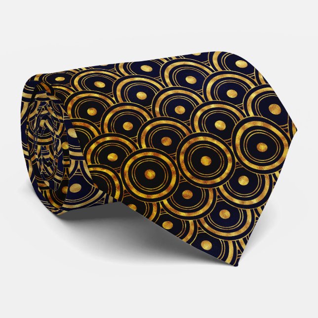Golden&Black Art-Deco cercles Cravate (Roulé)