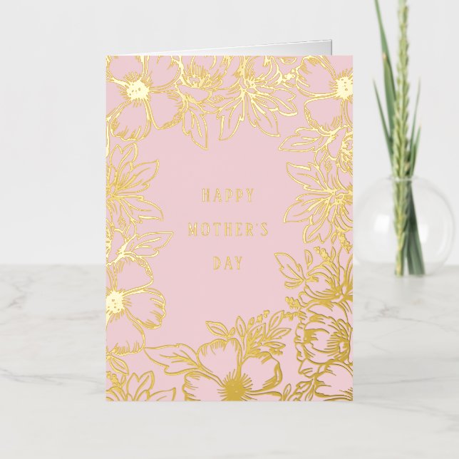 Golden Blooms Mothers Day Foil Carte de voeux (Recto)