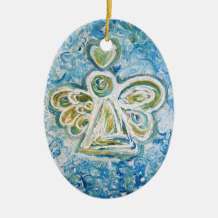 Golden Blue Angel Art Vacances Ornements