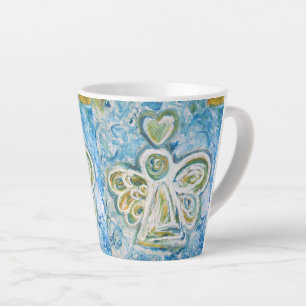 Golden Blue Guardian Angel Custom Latte Cup Mug