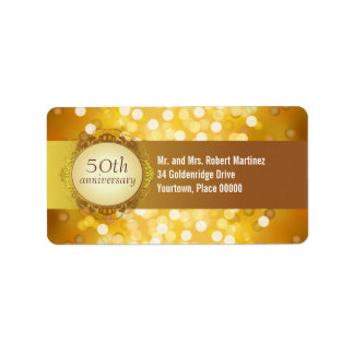 Golden Bokeh 50e anniversaire Étiquette de adresse