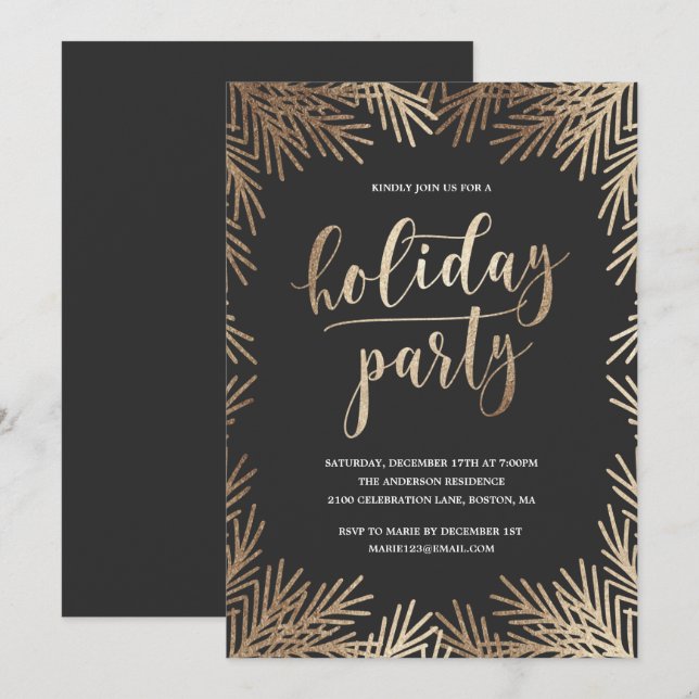Golden Branches Fête Invitation (Devant / Derrière)