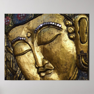 Golden Buddha Blessing Meditating Poster