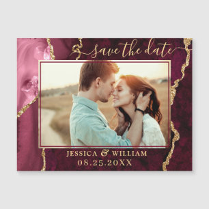 Golden Burgundy Agate Enregistrer la date Carte ma