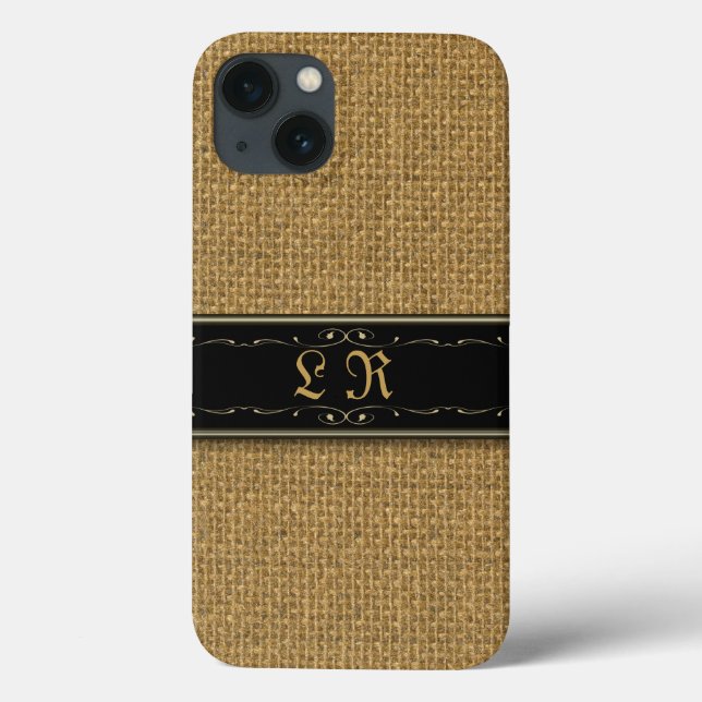 Golden Burlap iPhone 6 Coque Monogramme personnali (Verso)