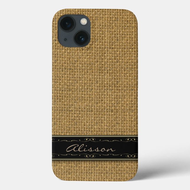 Golden Burlap iPhone 6 Coque Monogramme personnali (Verso)