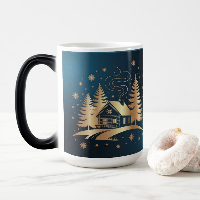 Golden Cabin Blue Morphing Mug (Avec donut)