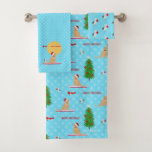 Golden Christmas Beach Jour rideau de douche<br><div class="desc">Ces Golden Retrievers qui s'amusent à la plage le jour de Noël sur cet ensemble de serviettes de bain est sûr d'apporter des sourires aux amoureux de les chiens ce Noël. Magasinez la ligne avec Naptown Tails!</div>