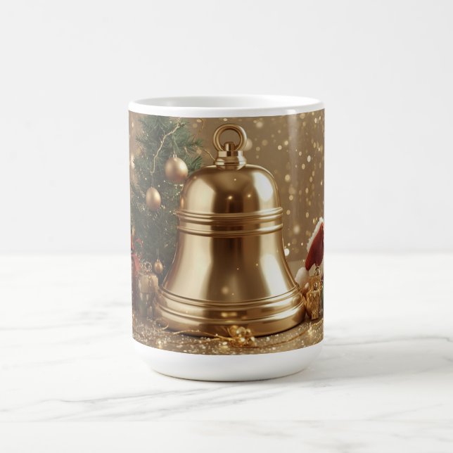 Golden Christmas Bell Mug – Festive Holiday Tree (Centre)