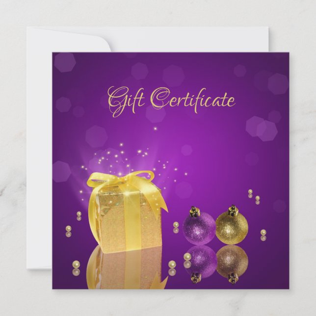 Golden Christmas Present Box Certificat cadeau (Devant)