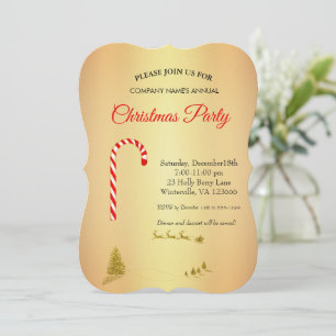 Golden Christmas tree star Invitation