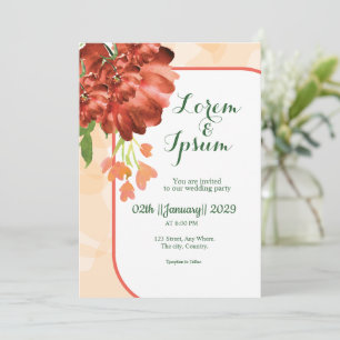 Golden Color Simple mariage Carte d'invitation