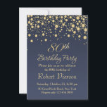 Golden confetti 80th Birthday Party Invitation<br><div class="desc">Confetti rond d'or sur un dégradé gris bleuté arrière - plan 80e Anniversaire Fête Invitation</div>