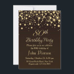 Golden confetti 80th Birthday Party Invitation<br><div class="desc">Confetti rond d'or sur un dégradé brun foncé arrière - plan 80e anniversaire de fête Invitation</div>