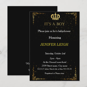 Golden Crown Baby garçon douche invitation