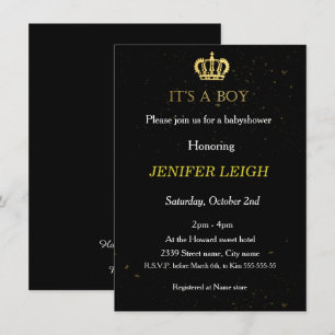Golden Crown Baby garçon douche invitation