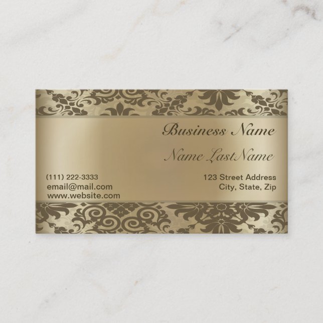 Golden Damask Elegant Carte de visite (Devant)