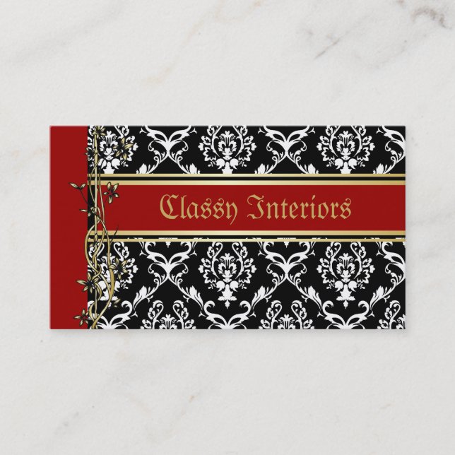 Golden Damask Luxury Custom Cartes de visite (Devant)
