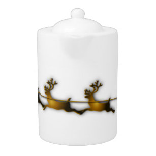 Golden Deer Christmas Santa Claus Sledge Teapot